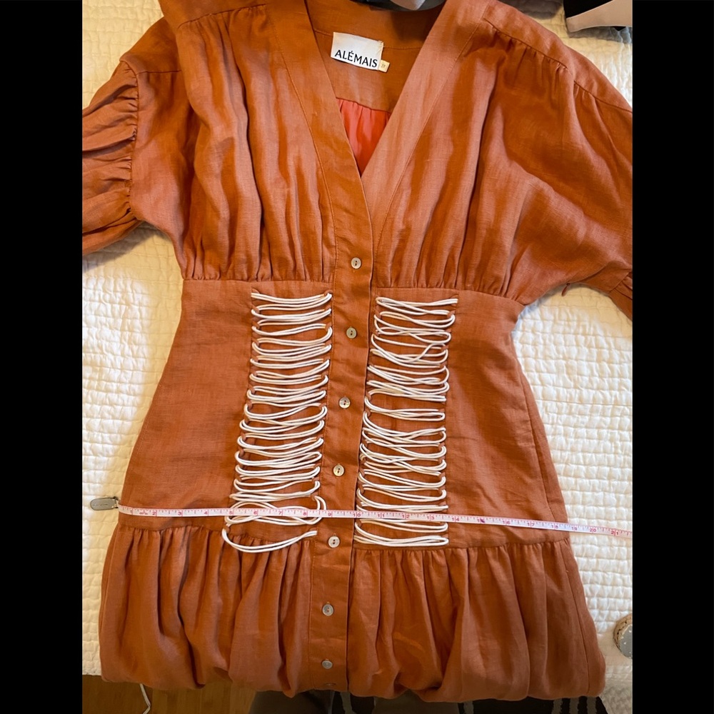 Alemais Sunset Orange Pleated Ruffled MaxiSundress - Picture 8 of 14